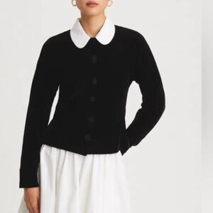 Tory Burch Black Sweater with White Peter Pan Collar NWT